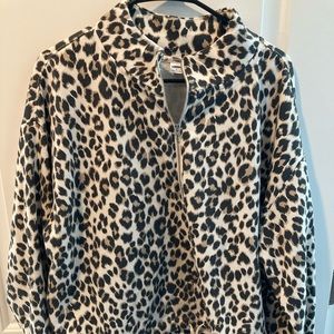 Leopard Print Quarter Zip Sweatshirt